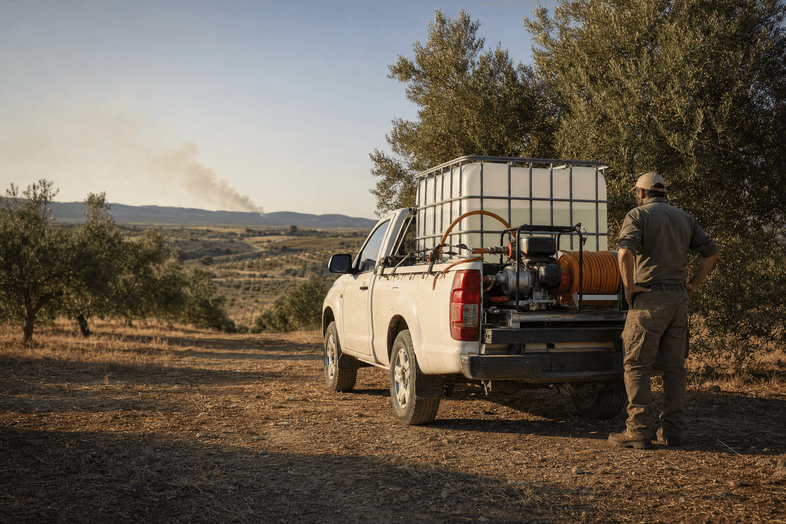 Equipo RuralFire desplegado junto a un olivar